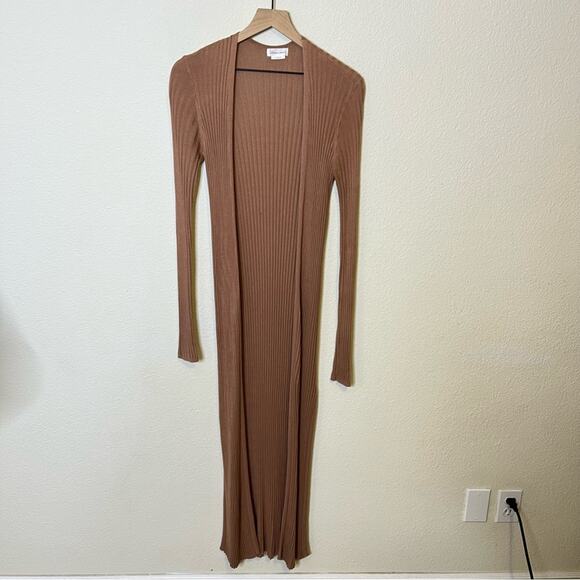 Revolve Lovers + Friends Davenport Ribbed Duster Cardigan Open Front Camel Tan S - Picture 5 of 10